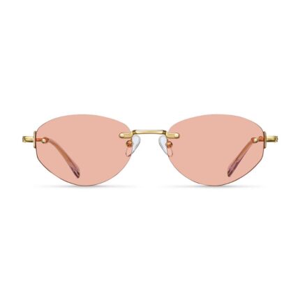 Gold Frame Rimless Oval Custom Stylish Polarized Metal Sunglasses