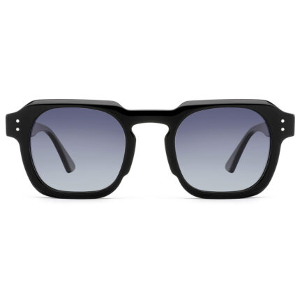 Vintage Geometric Black Acetate Sunglasses Gradient Lens