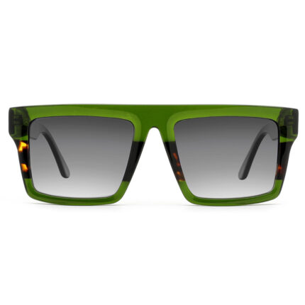 Retro Bold Flat Top Square Sunglasses Gradient Lens