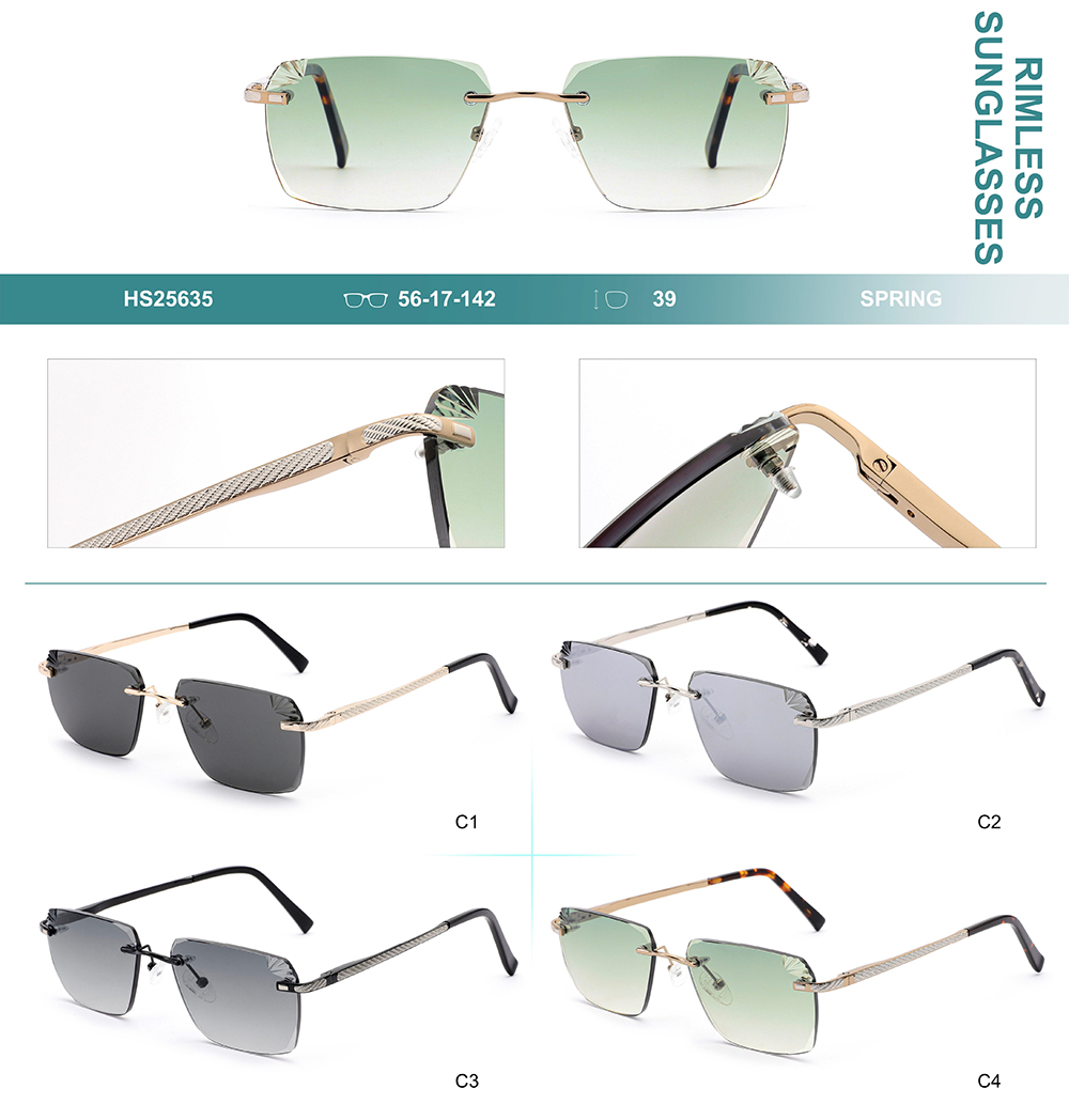 beveled edge rimless sunglasses